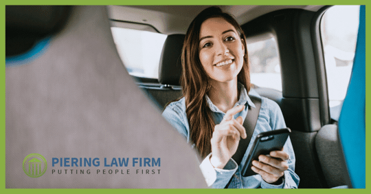 girl in rideshare vehicle