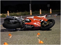 Motorcycle tipped over after an accident